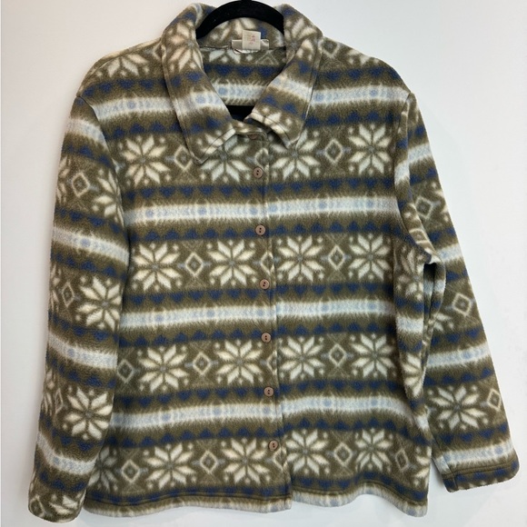 Vintage Sweaters - Vintage nordic Women's Patterned Fleece Jacket size large